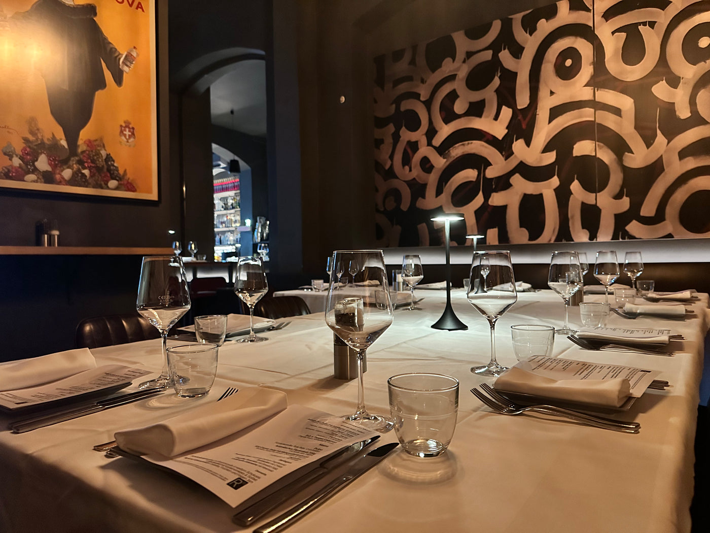 A laid table in the R10 lounge