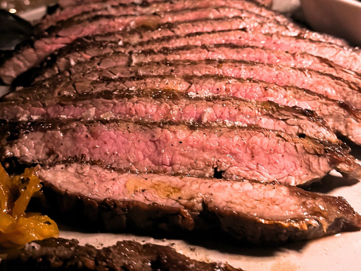 Australian flank steak, sliced
